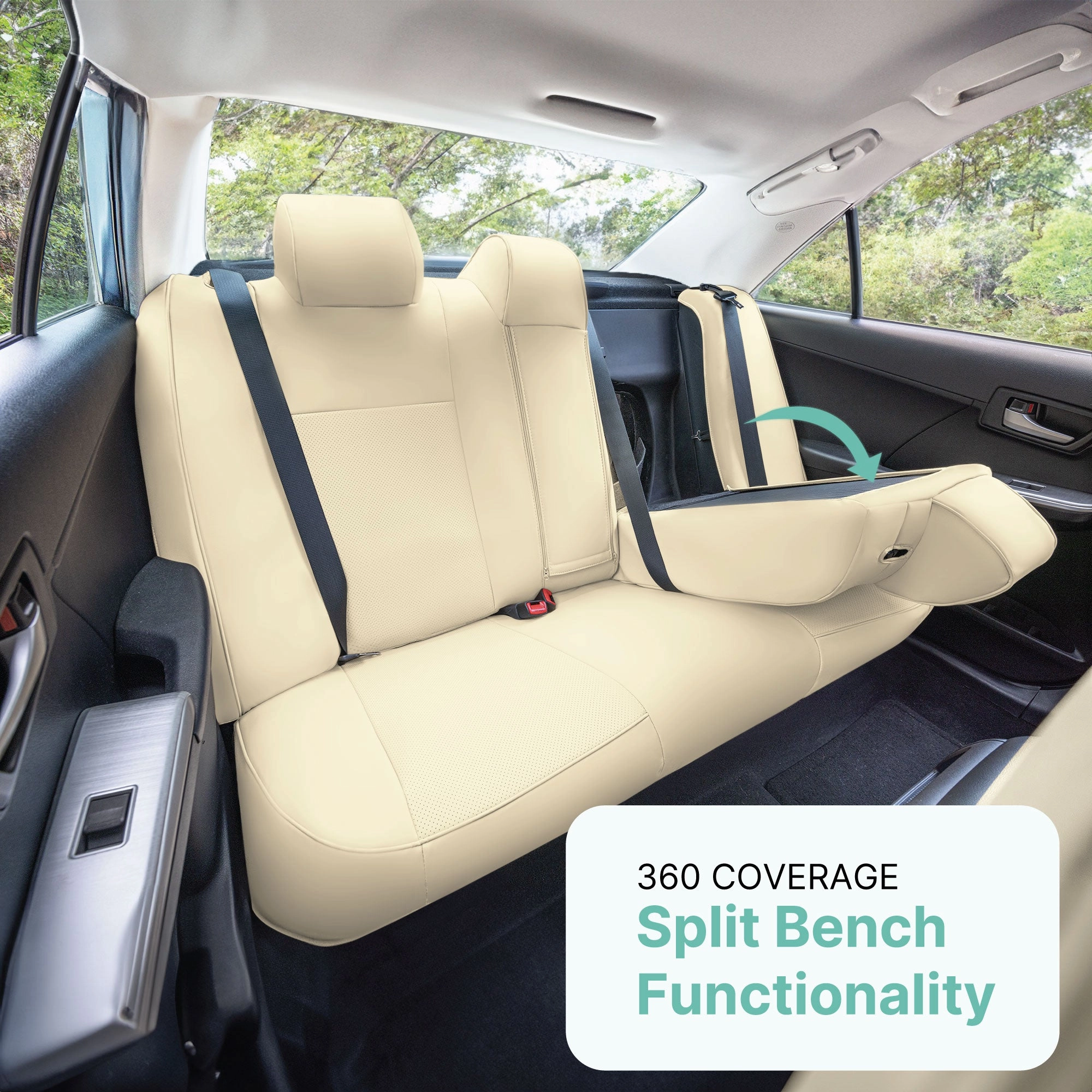 Toyota Camry LE | SE | XSE | XLE  2012-2017 - Full Set Seat Covers - Beige Faux Leather