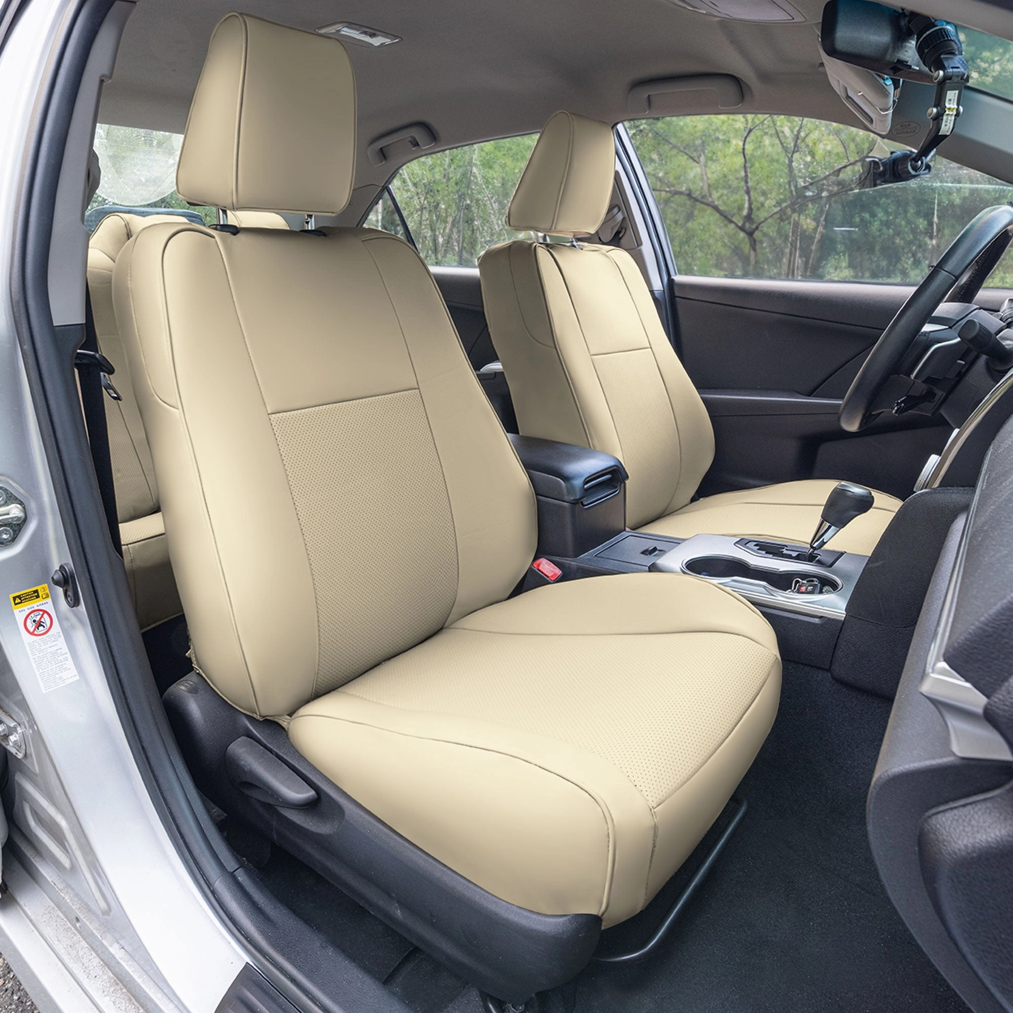 Toyota Camry LE | SE | XSE | XLE  2012-2017 - Full Set Seat Covers - Beige Faux Leather