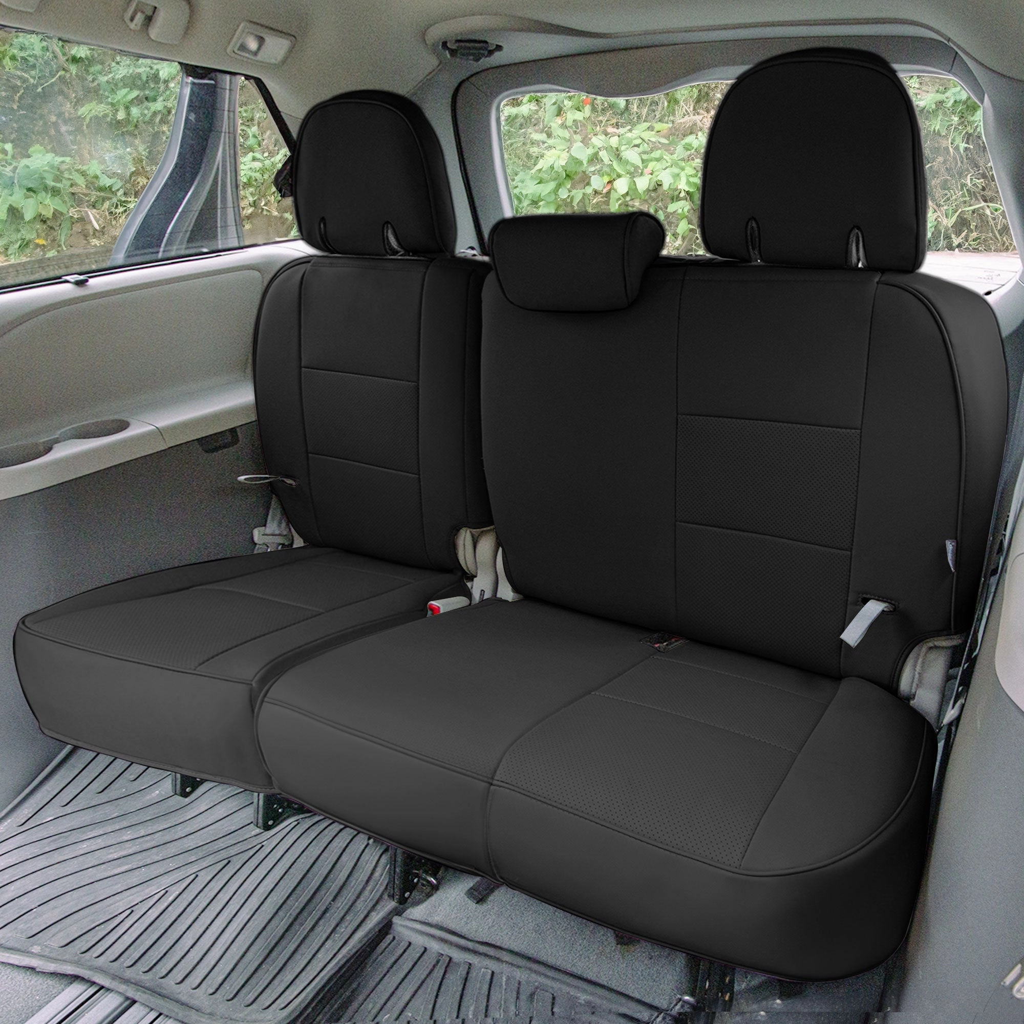 Toyota Sienna 2011 - 2020 - 3rd Row Set Seat Covers - Black Faux Leather