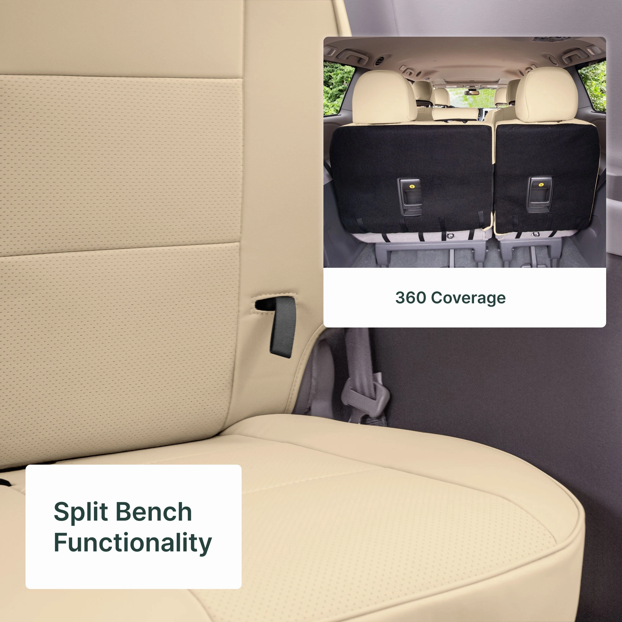 Toyota Sienna 2011 - 2020 - 3rd Row Set Seat Covers - Solid Beige Faux Leather