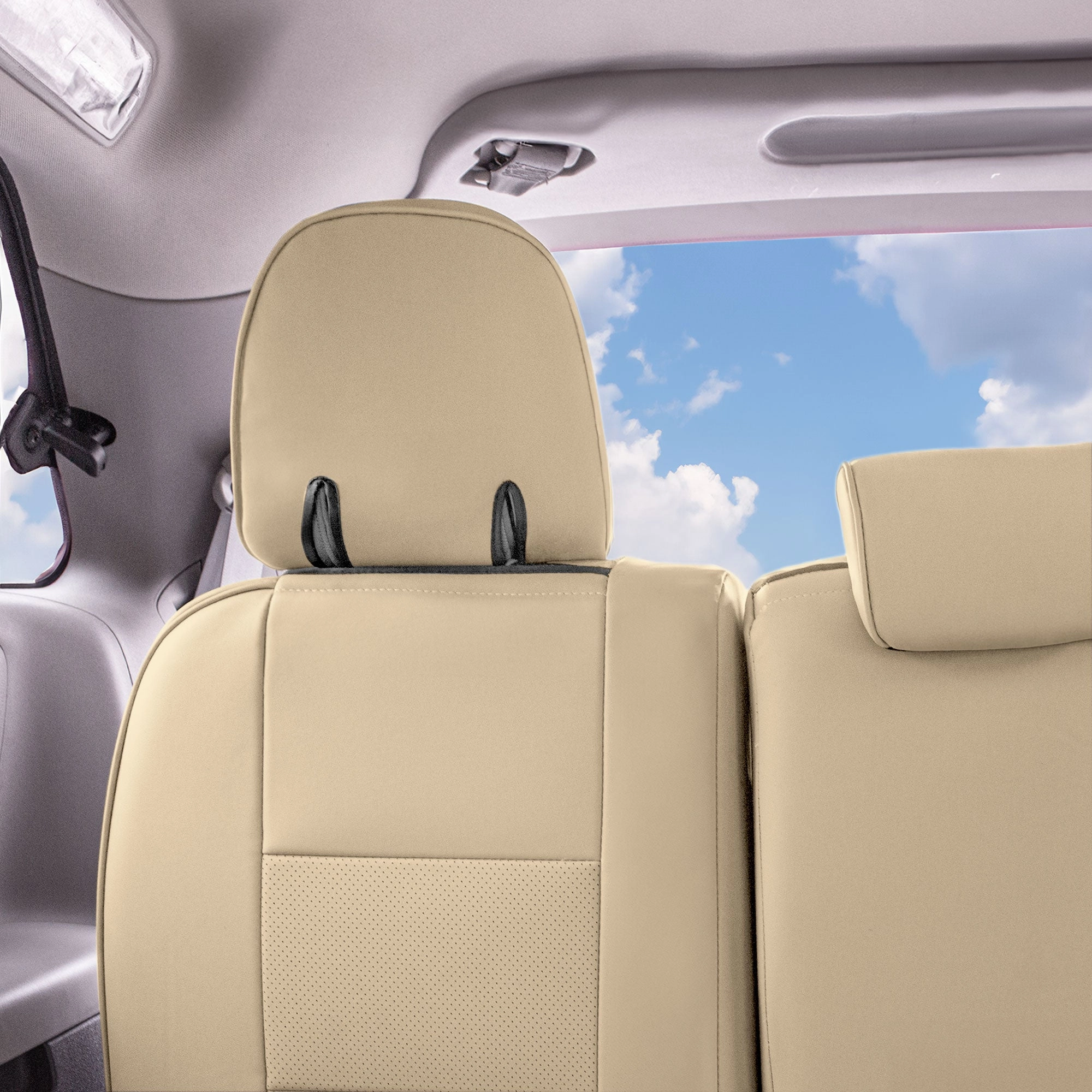 Toyota Sienna 2011 - 2020 - 3rd Row Set Seat Covers - Solid Beige Faux Leather