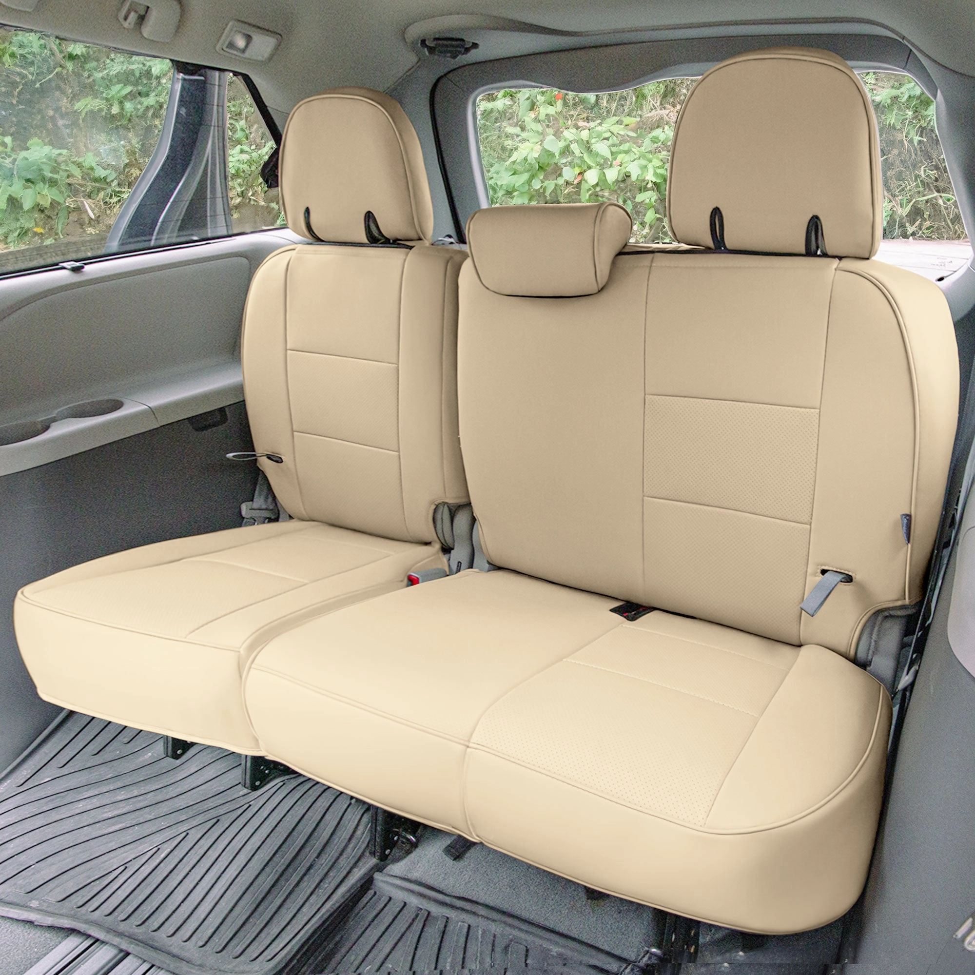 Toyota Sienna 2011 - 2020 - 3rd Row Set Seat Covers - Solid Beige Faux Leather