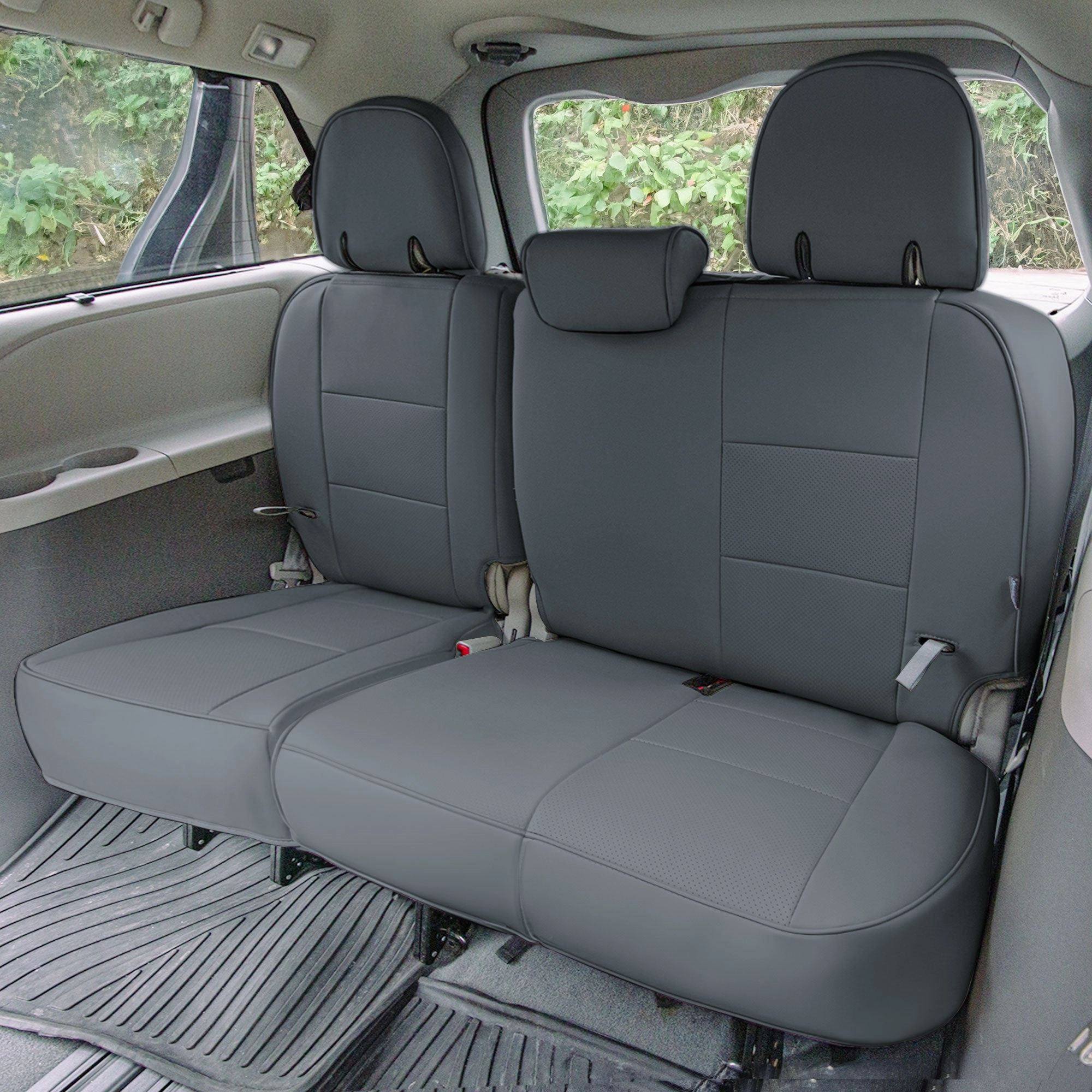 Toyota Sienna 2011 - 2020 - 3rd Row Set Seat Covers - Solid Gray Faux Leather