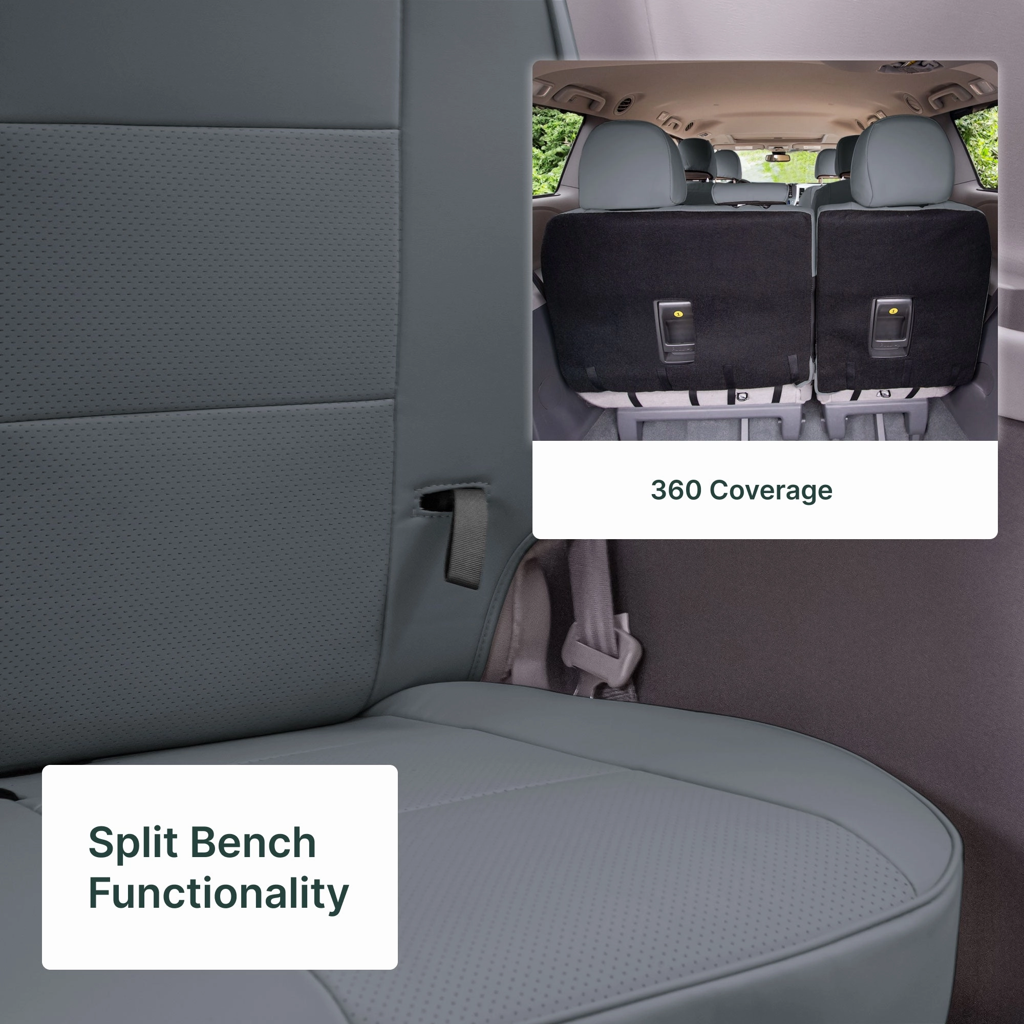Toyota Sienna 2011 - 2020 - 3rd Row Set Seat Covers - Solid Gray Faux Leather