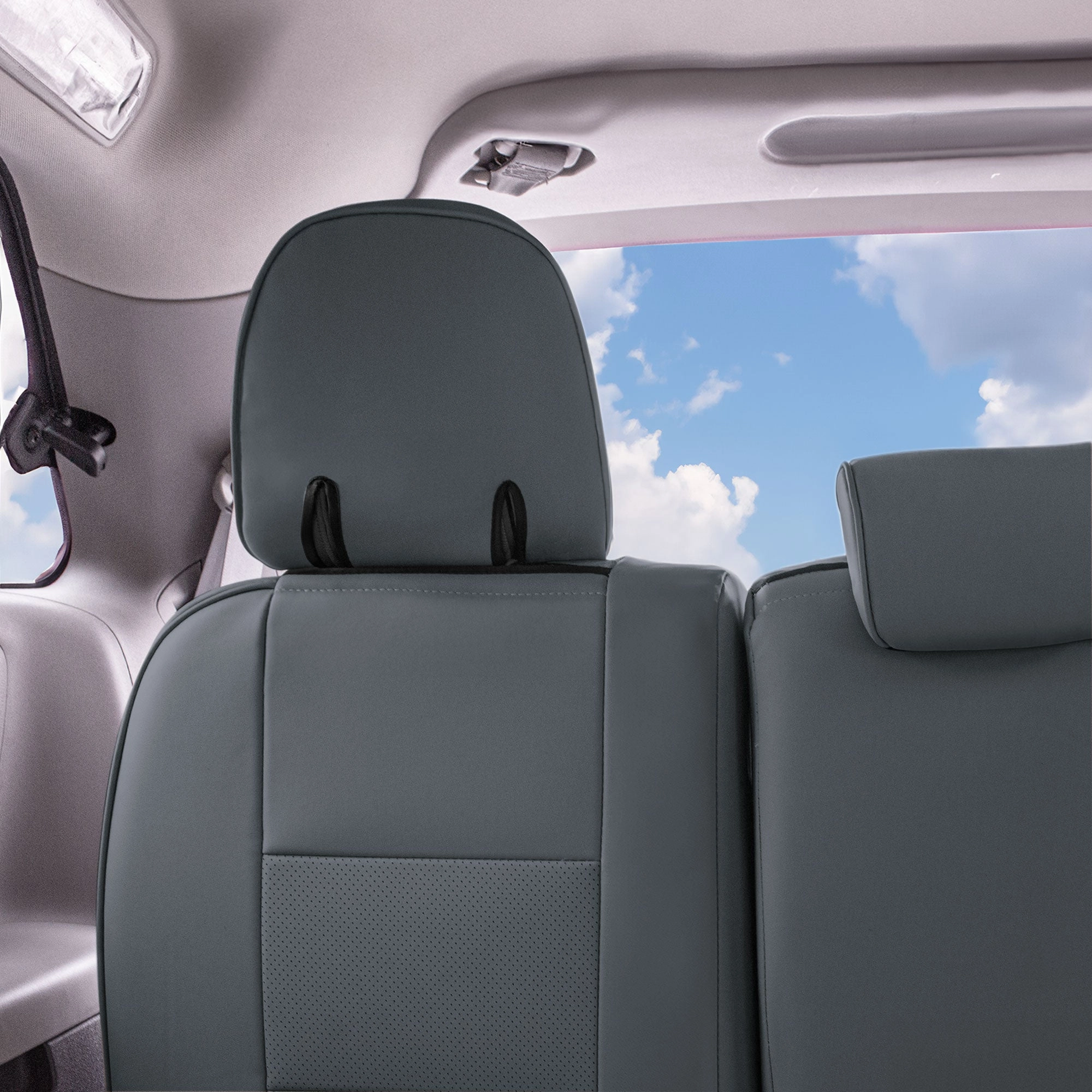Toyota Sienna 2011 - 2020 - 3rd Row Set Seat Covers - Solid Gray Faux Leather