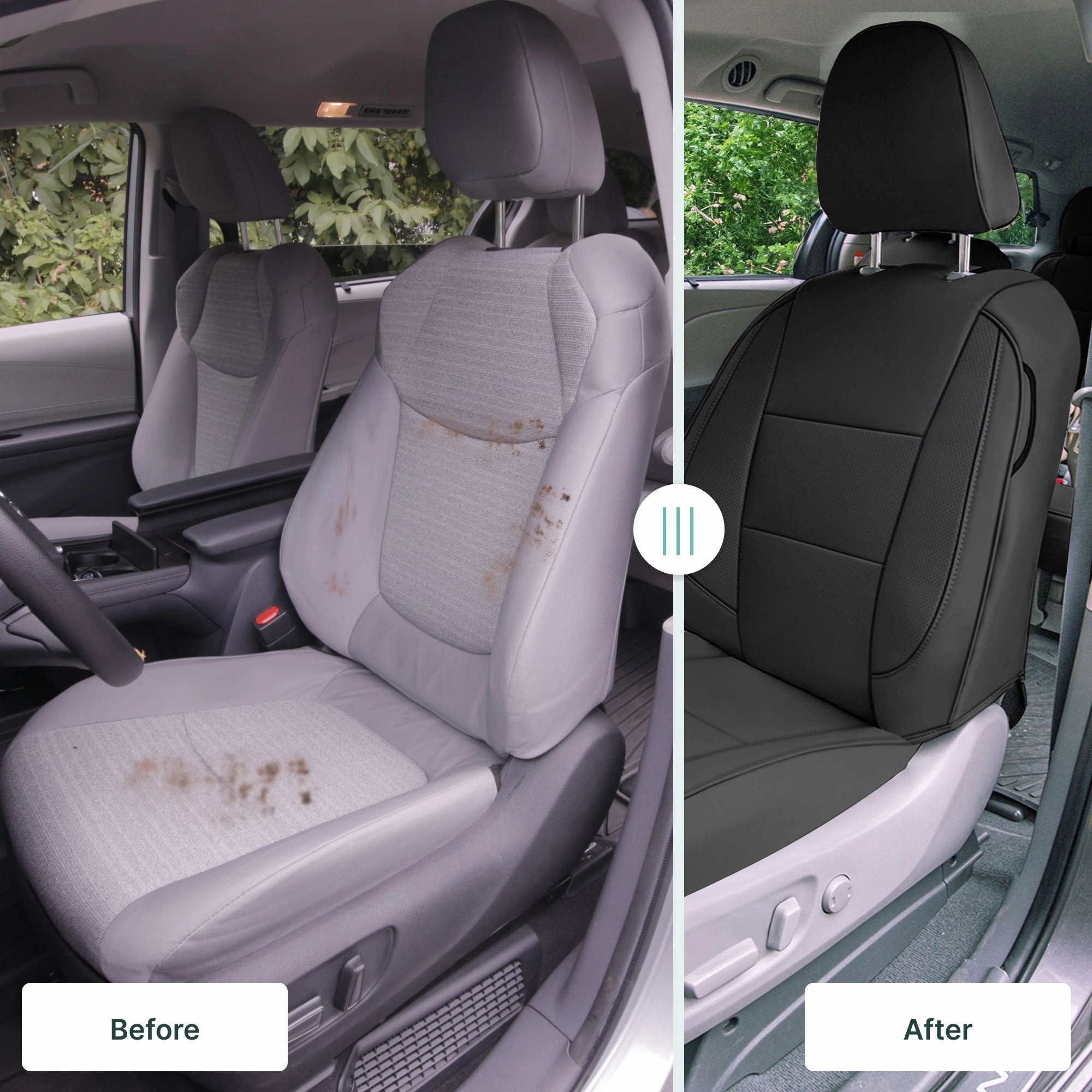 Toyota Sienna 2011 - 2020 - Front Set Seat Covers - Black Faux Leather