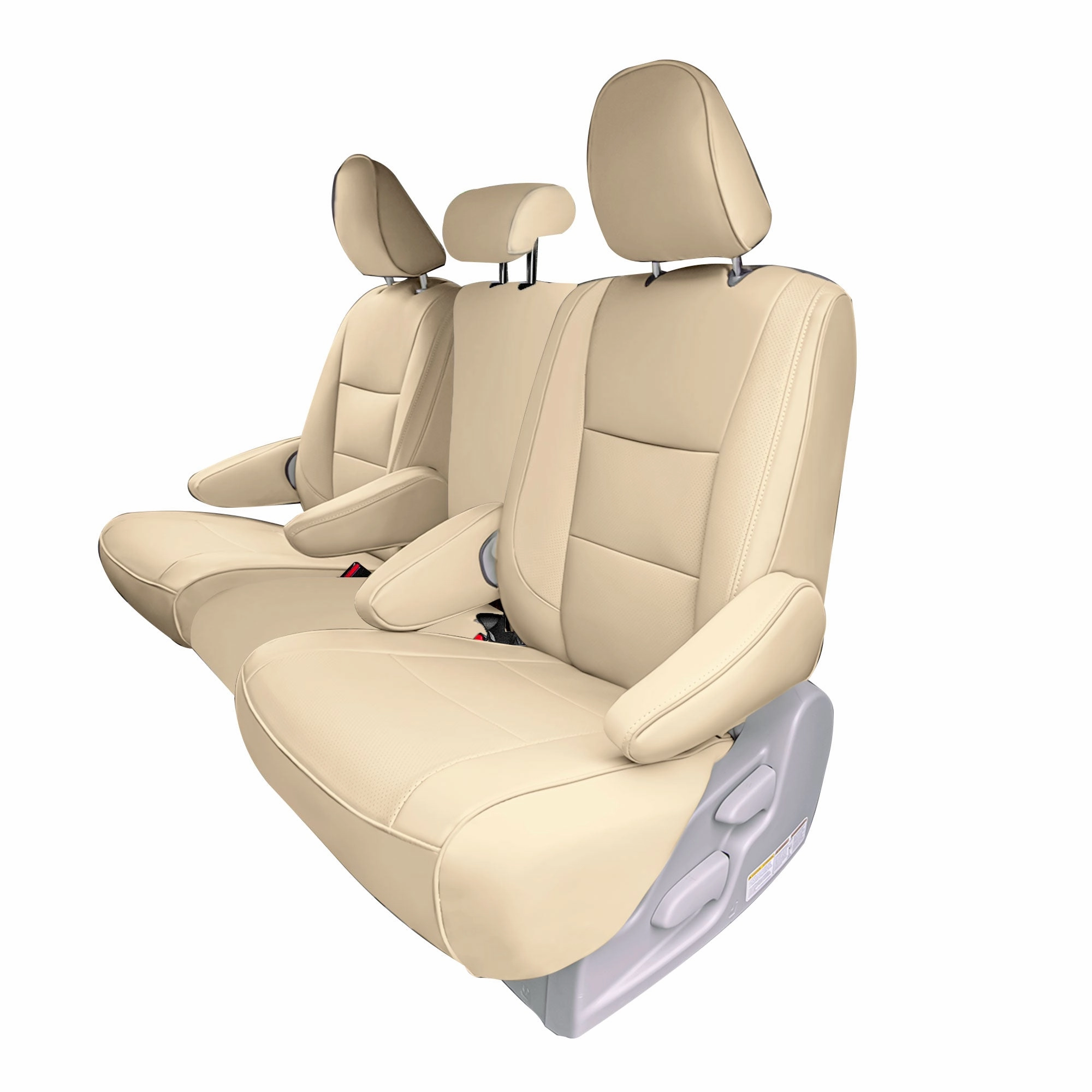 Toyota Sienna 8 Passenger 2011 - 2020 - 2nd Row Set Seat Covers - Solid Beige Faux Leather
