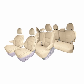 Toyota Sienna 8 Passenger 2011 - 2020 - Full Set Seat Covers - Solid Beige Faux Leather