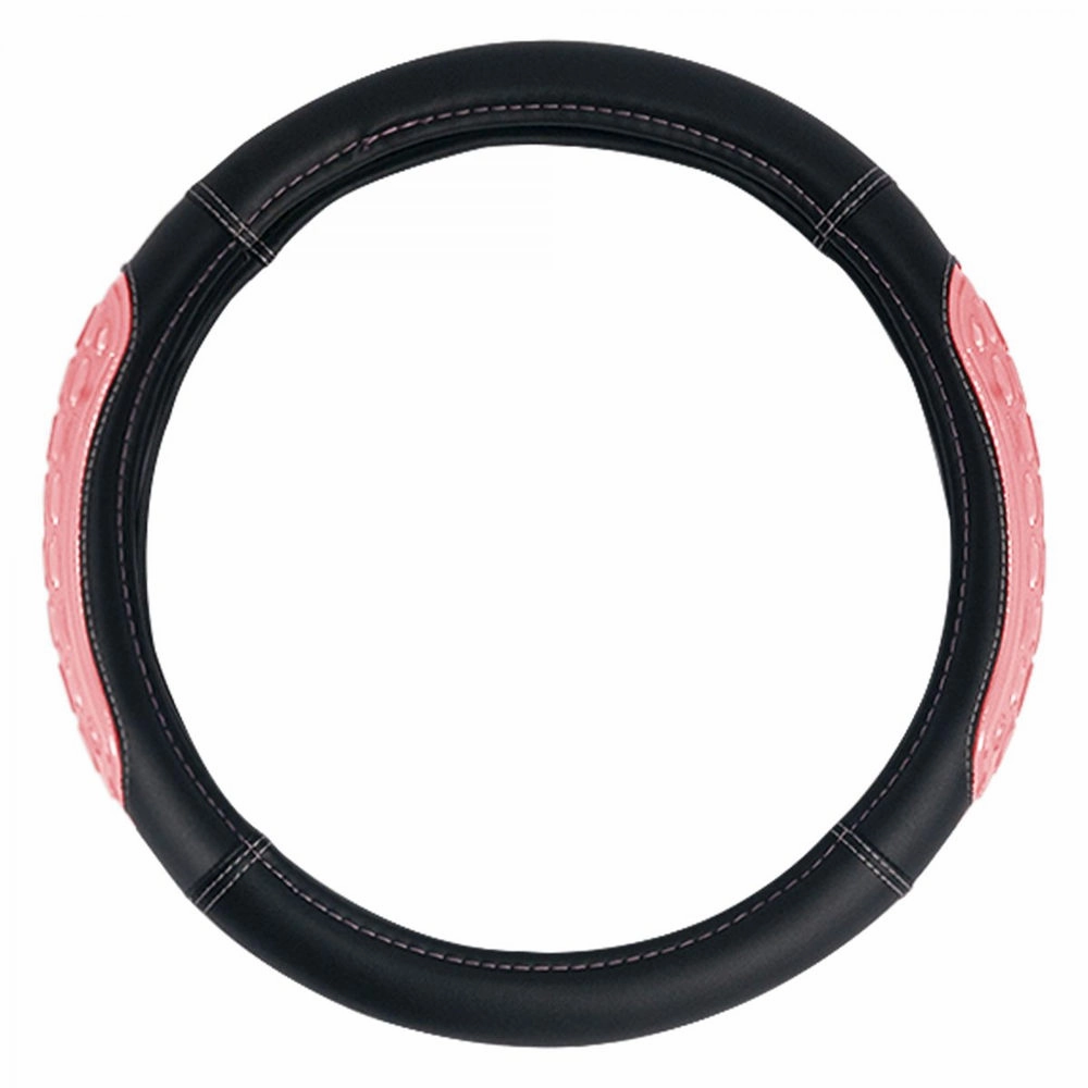 Ultra Grip Silicone & Faux Leather Steering Wheel Cover Pink