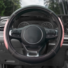 Ultra Grip Silicone & Faux Leather Steering Wheel Cover Pink