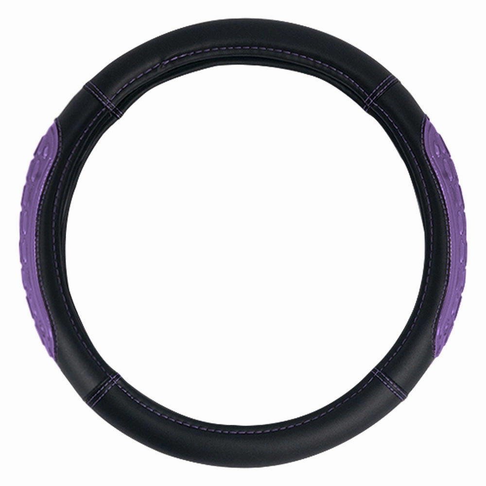Ultra Grip Silicone & Faux Leather Steering Wheel Cover Purple