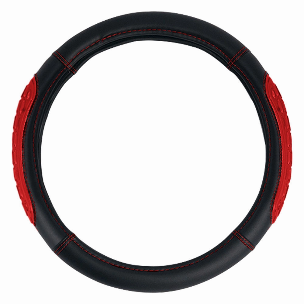 Ultra Grip Silicone & Faux Leather Steering Wheel Cover Red
