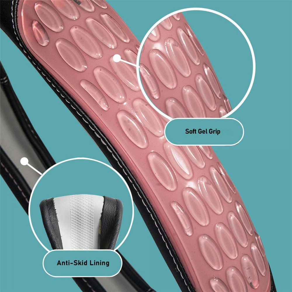 Ultra Grip Silicone & Faux Leather Steering Wheel Cover Red