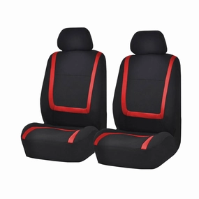 Unique Flat Cloth Seat Covers - Front Set Red
