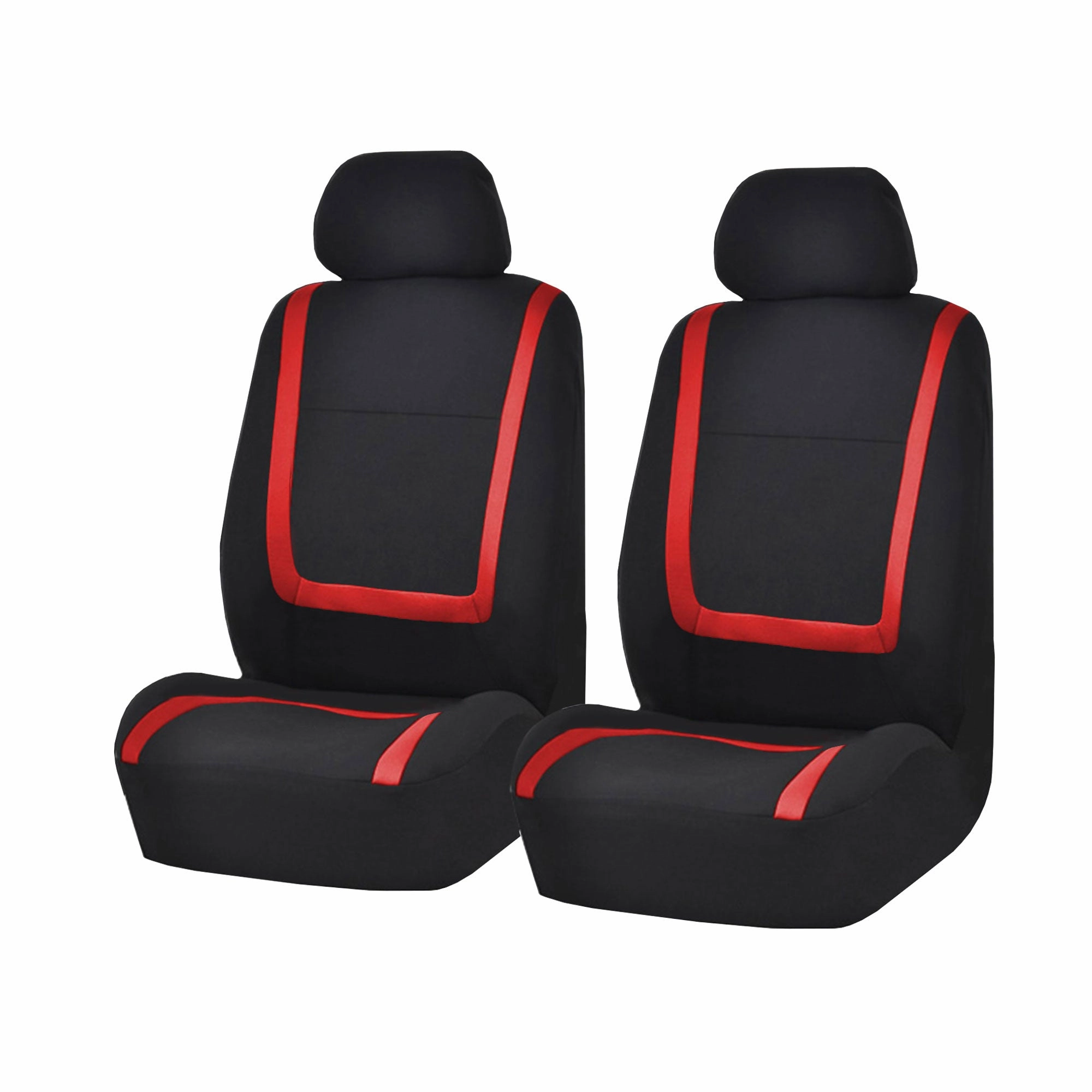 Unique Flat Cloth Seat Covers - Front Set Red