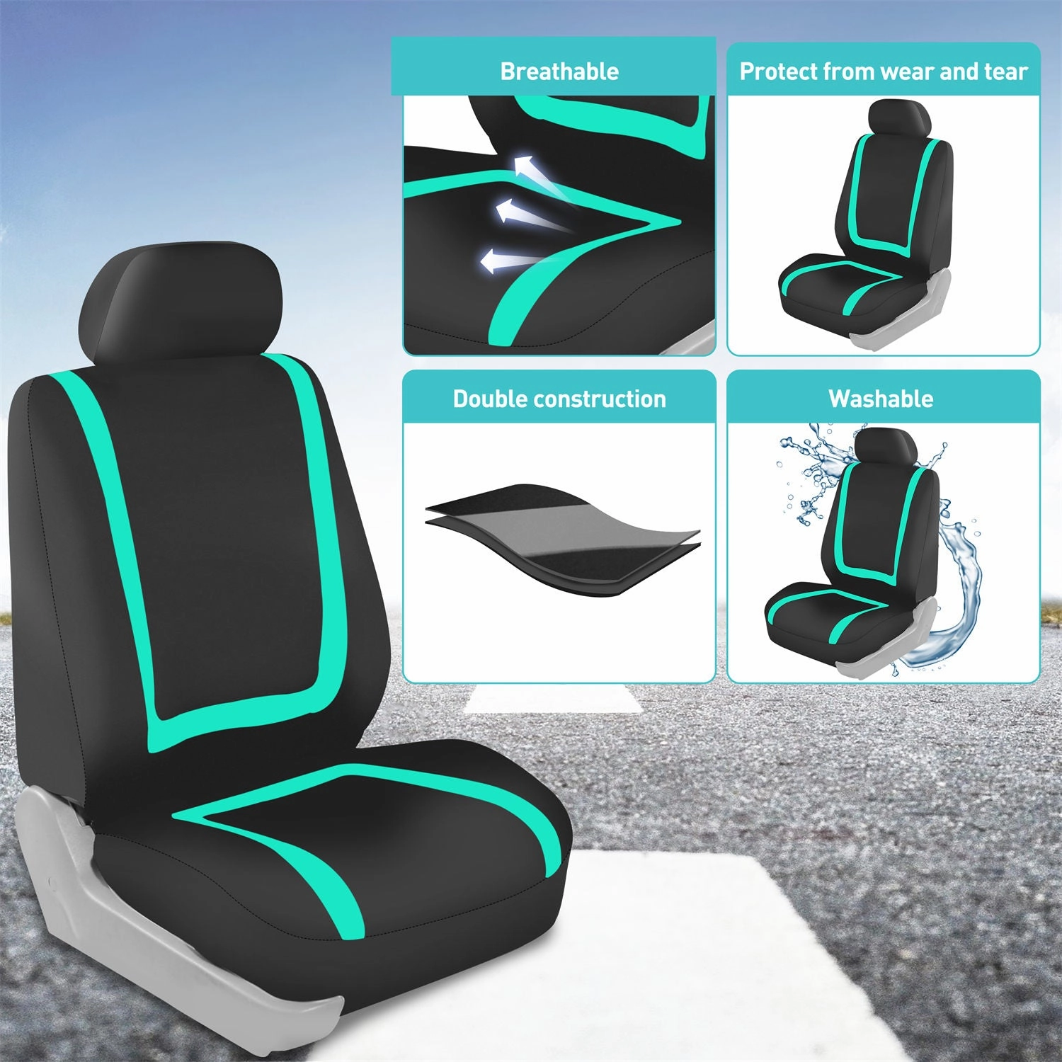 Unique Flat Cloth Seat Covers - Full Set Mint