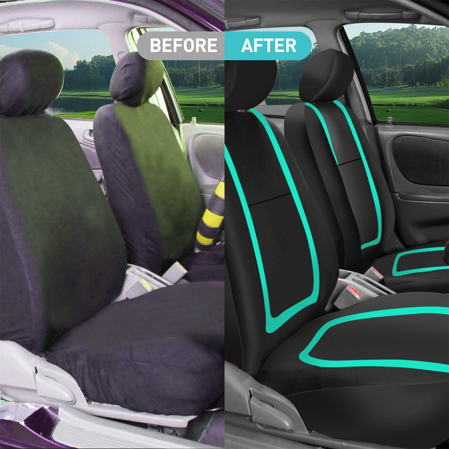 Unique Flat Cloth Seat Covers - Full Set Mint