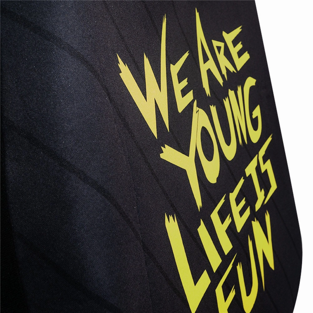 We Are Young Life Is Fun Seat Covers in Red Stripe - Full Set Black Red Trim